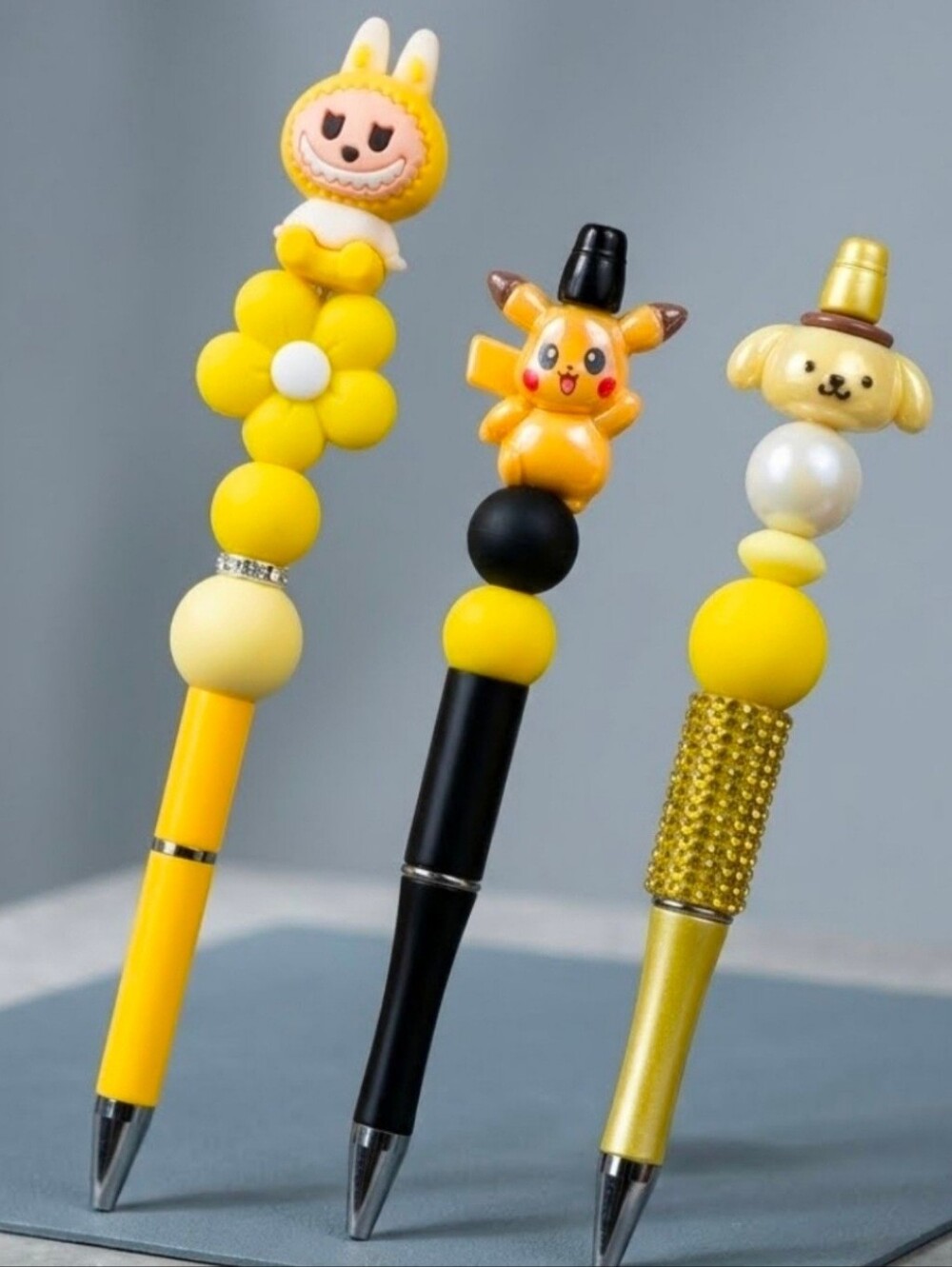 Set of 3 handmade pens. Black And Yellow